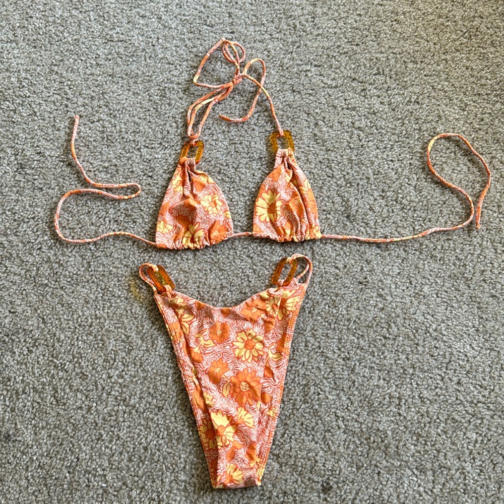 Revolve Camila Coelho orange and yellow floral swimsuit, only worn once